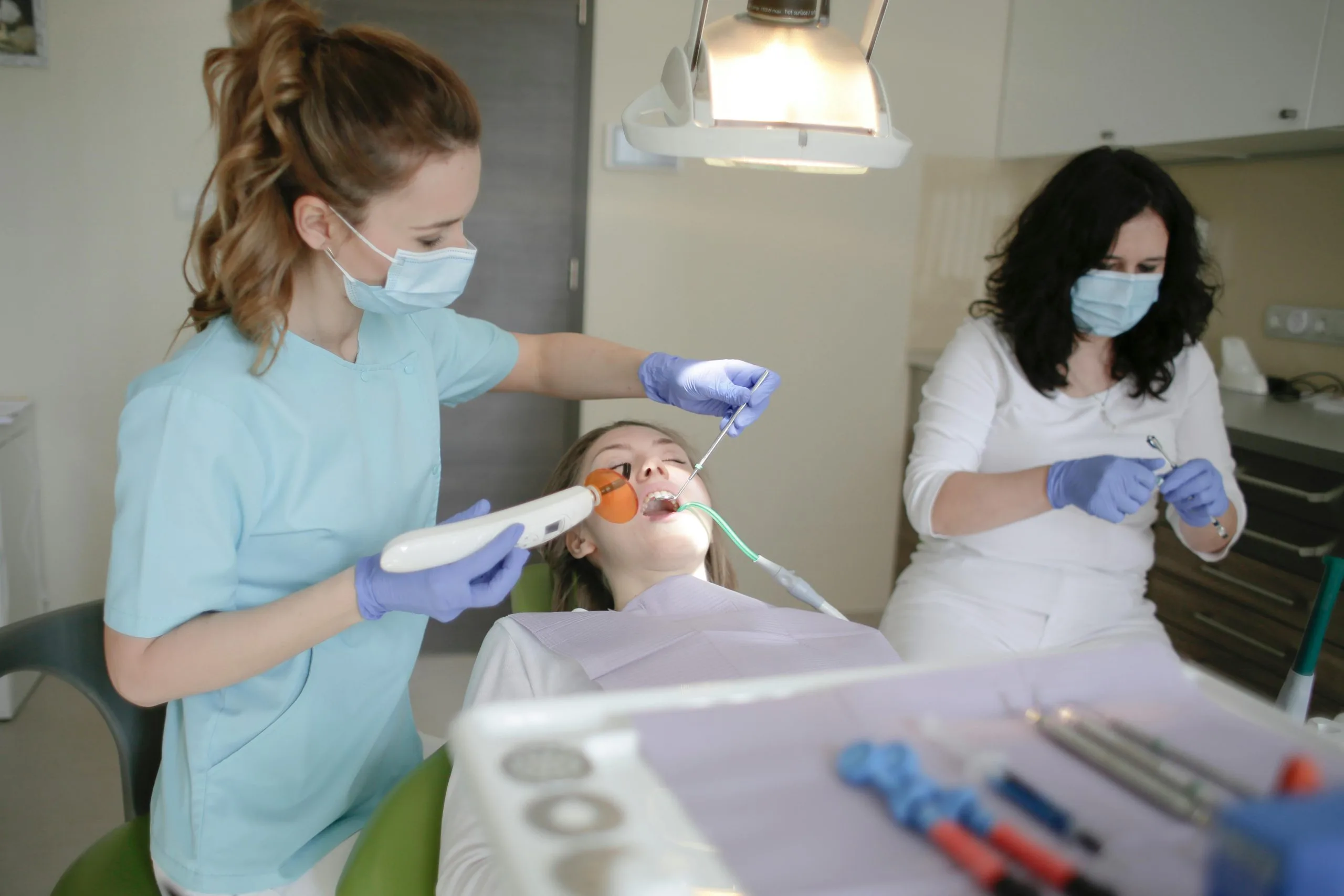 Patient receiving dental filling treatment in Kathmandu clinic